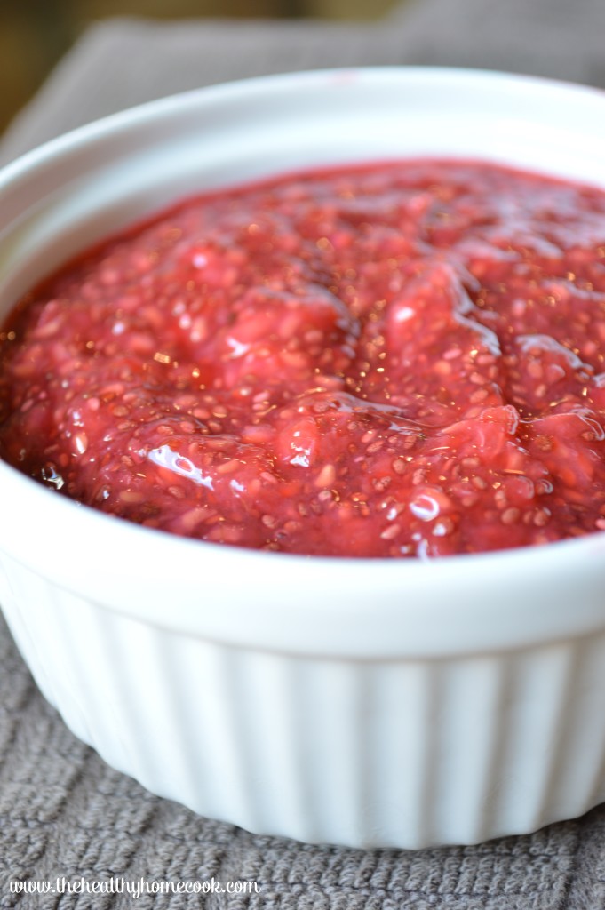 Raspberry Chia Seed Jam- In less than 15 minutes you can create an amazing homemade jam, that is perfect on toast or your kids pb&j sandwiches.
