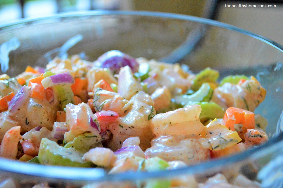 This delicious Cold Shrimp Salad recipe only takes about 10 minutes to make and is full of flavor!