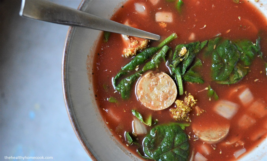 Vegetable Sausage Soup= A "soup-er" simple recipe, packed with veggies and perfect for chasing away the winter chill!