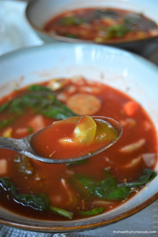 Vegetable Sausage Soup= A "soup-er" simple recipe, packed with veggies and perfect for chasing away the winter chill!