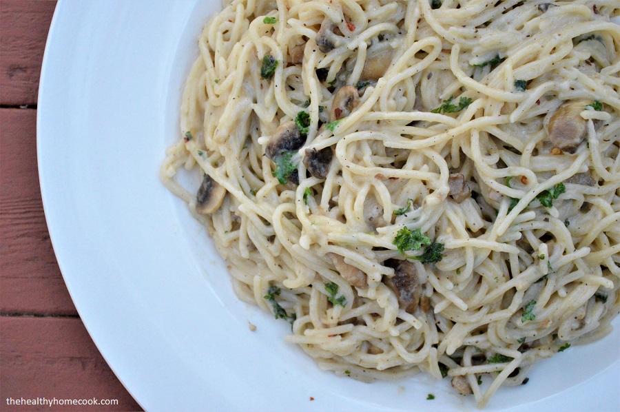 Tender mushrooms coated in a flavorful garlic-herb sauce tossed with gluten free pasta. This recipe is a must make!