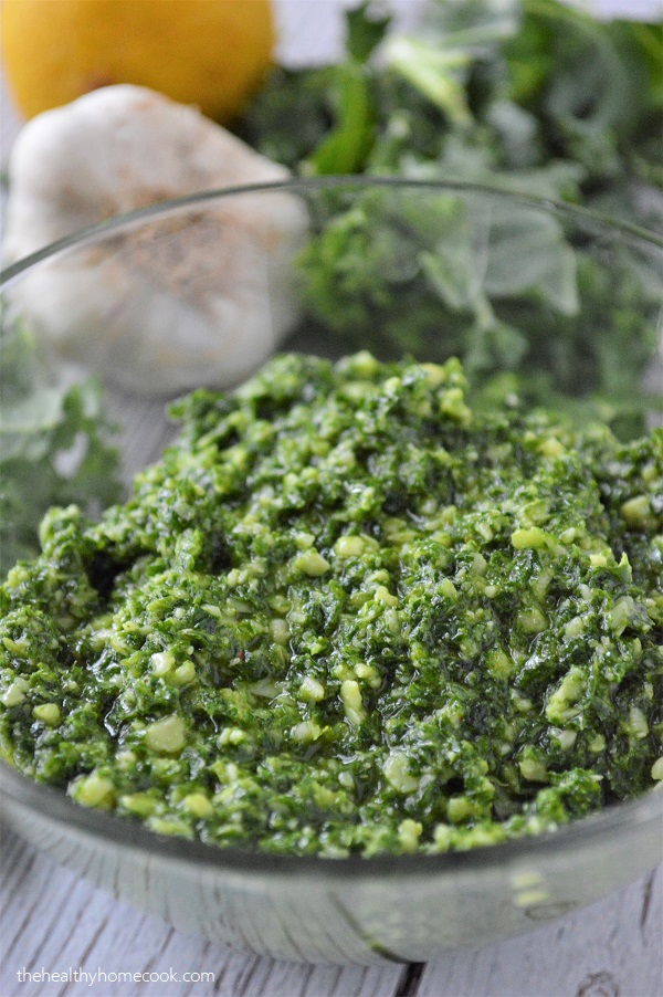 With a handful of ingredients, this Homemade Kale Pesto is sure to add tons of flavor to any meal.