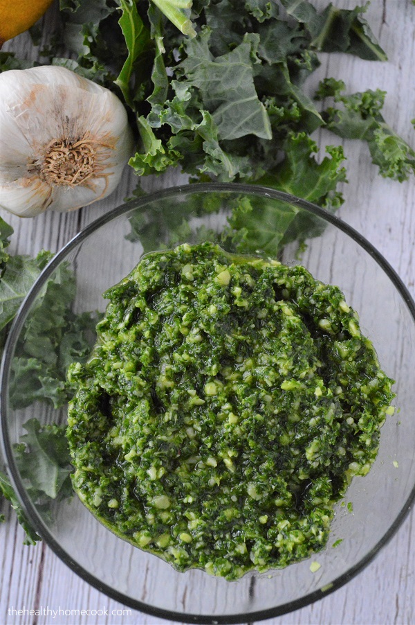 With a handful of ingredients, this Homemade Kale Pesto is sure to add tons of flavor to any meal.