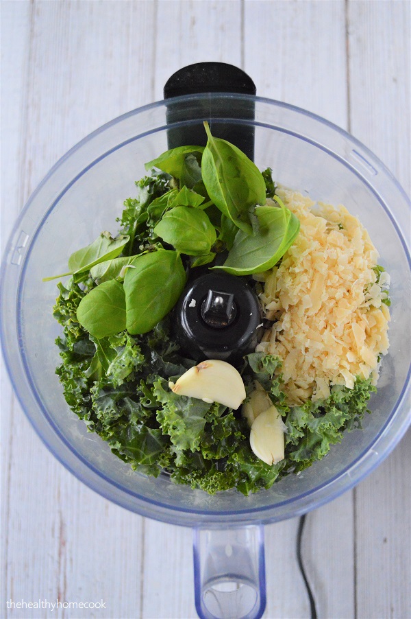 With a handful of ingredients, this Homemade Kale Pesto is sure to add tons of flavor to any meal.