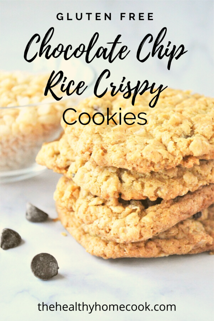 The perfect mix of crispy & chewy! These {Gluten Free} Chocolate Chip Rice Crispy Cookies are irresistible.
