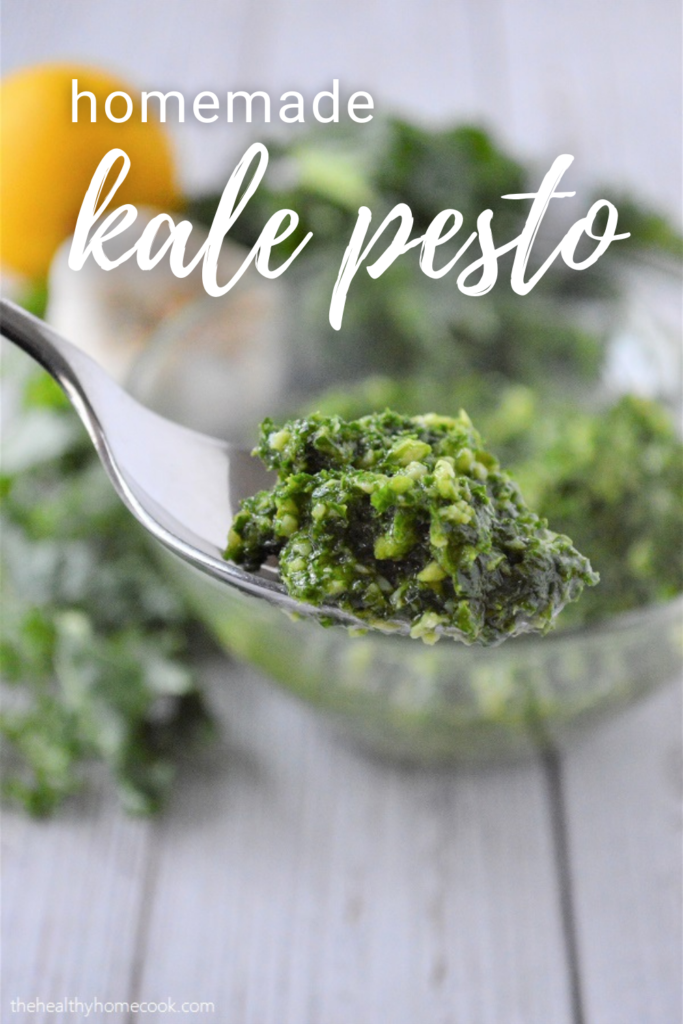 With a handful of ingredients, this Homemade Kale Pesto is sure to add tons of flavor to any meal.