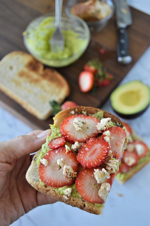 Strawberry & Goat Cheese Avocado Toast may look fancy, but it's super easy