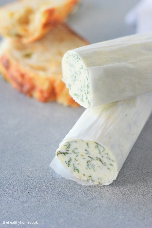 Compound Basil Butter: a blend of butter with fresh herbs, garlic and Parmesan cheese. The BEST way to add bold flavor to the simplest dishes.