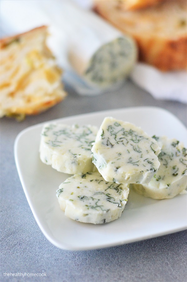 Compound Basil Butter: a blend of butter with fresh herbs, garlic and Parmesan cheese. The BEST way to add bold flavor to the simplest dishes.