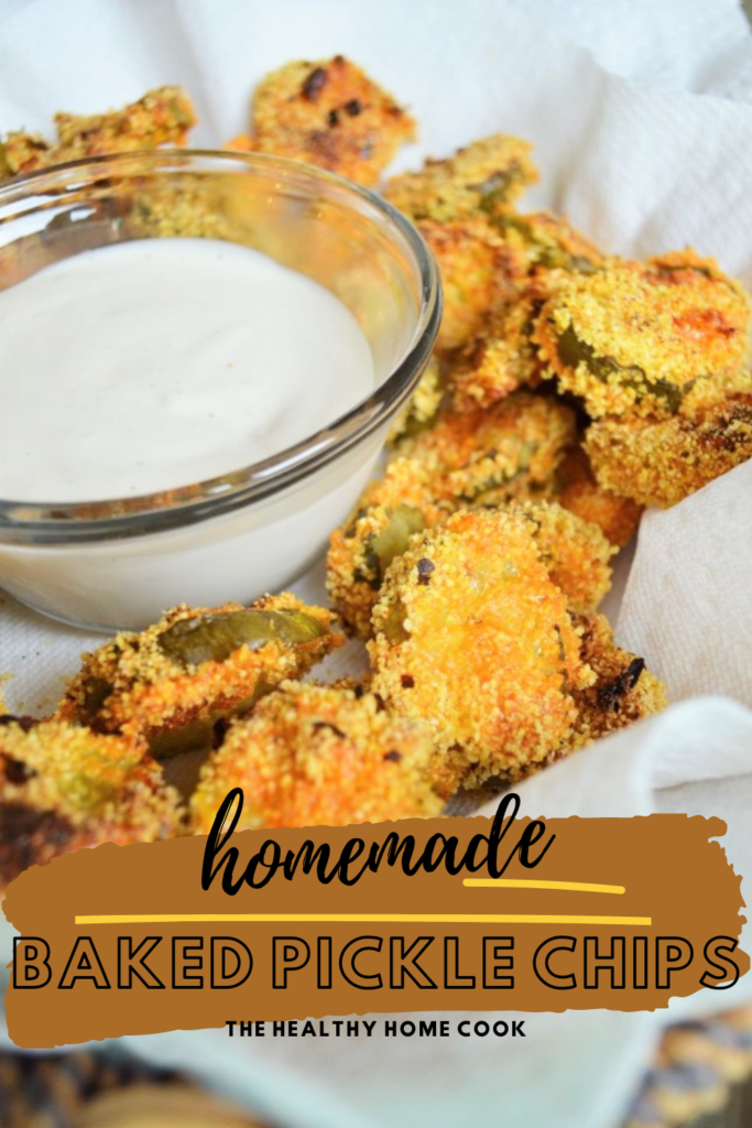 These Homemade Baked Pickle Chips are crunchy, tangy and the PERFECT way to satisfy your snack craving!