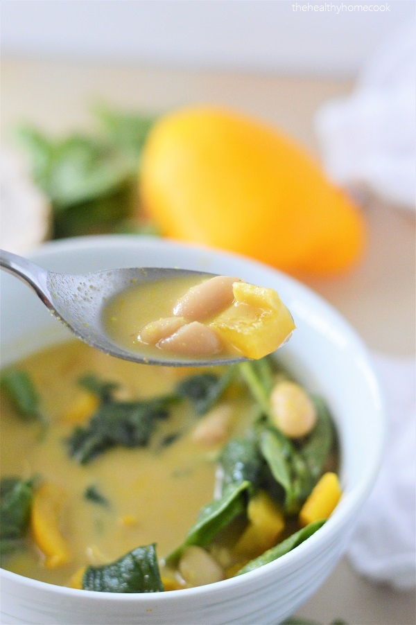 This Pumpkin Curry Vegetable Soup is easy to make and packed with flavor! Dairy free, gluten free and as delicious as it sounds.