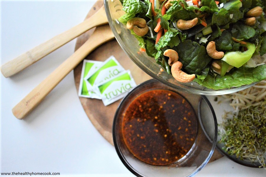 A deliciously nutritious salad channeling some of my favorite Thai flavors, topped with a spicy sweet chili vinaigrette.
