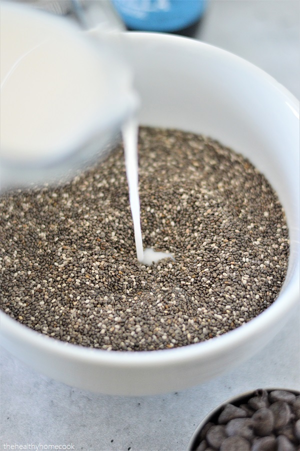 This Chocolate Chip Chia Seed Pudding is the perfect simple healthy dessert! No cooking required, you will love how easy and delicious it is!