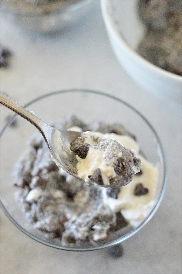 This Chocolate Chip Chia Seed Pudding is the perfect simple healthy dessert! No cooking required, you will love how easy and delicious it is!