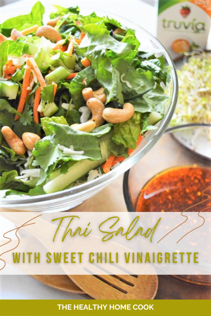 A deliciously nutritious salad channeling some of my favorite Thai flavors, topped with a spicy sweet chili vinaigrette.