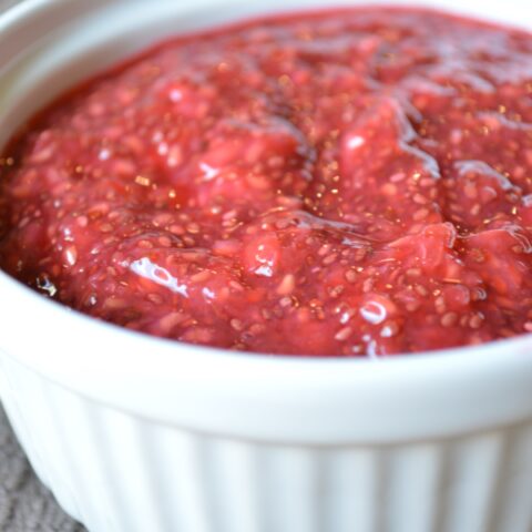 Raspberry Chia Seed Jam- In less than 15 minutes you can create an amazing homemade jam, that is perfect on toast or your kids pb&j sandwiches.