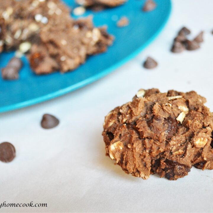Chewy Double Chocolate Mounds= baked little pieces of heaven. No one will be able to tell they are sugar, gluten, and dairy free!
