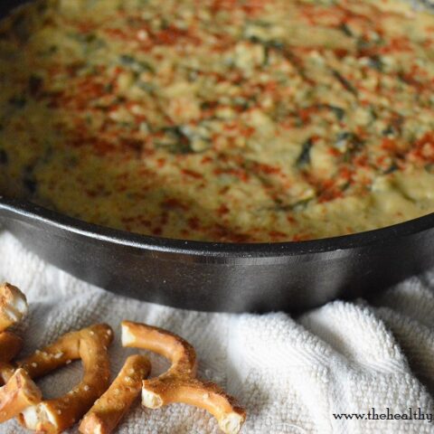 This Dairy Free Baked Spinach & Bean Dip is the perfect appetizer for entertaining. It's warm, creamy, spicy and great for any party.