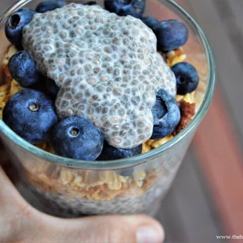Lemon Blueberry Chia Parfait: Fresh fruit, crunchy granola and creamy chia seed pudding all come together for a perfect grab and go breakfast!