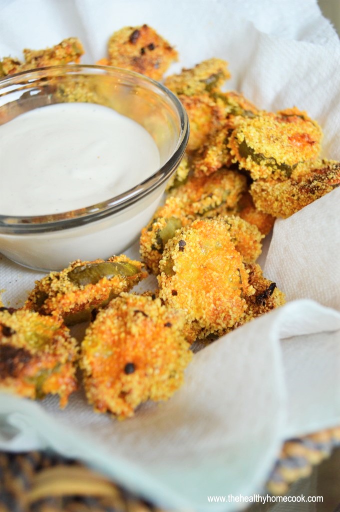 These Homemade Baked Pickle Chips are crunchy, tangy and the PERFECT way to satisfy your snack craving!