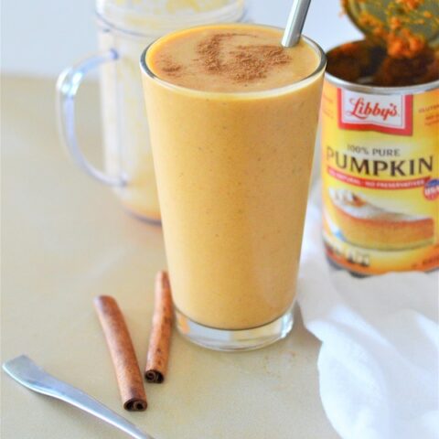 This creamy Peanut Butter Pumpkin Smoothie is healthy, delicious and loaded with all your fall favorites .