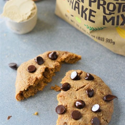 This delicious, gooey, individual Chocolate Chip Pumpkin Protein Cookie will be ready in a few minutes without ever turning on the oven!