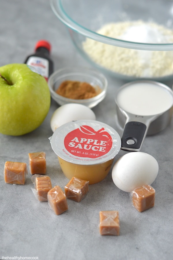 These Gluten Free Caramel Apple Muffins are perfectly fluffy and sweet..but not too sweet. They are my new favorite autumn goodie to warm up with.
