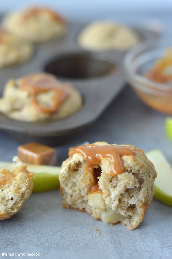 These Gluten Free Caramel Apple Muffins are perfectly fluffy and sweet..but not too sweet. They are my new favorite autumn goodie to warm up with.