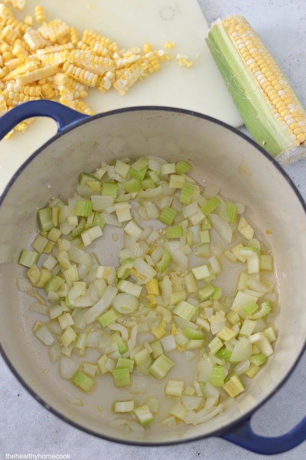 There is no better way to warm up a cold winter night than with this simple and delicious Rosemary Corn Soup.