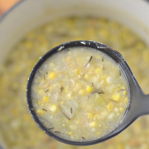 There is no better way to warm up a cold winter night than with this simple and delicious Rosemary Corn Soup.