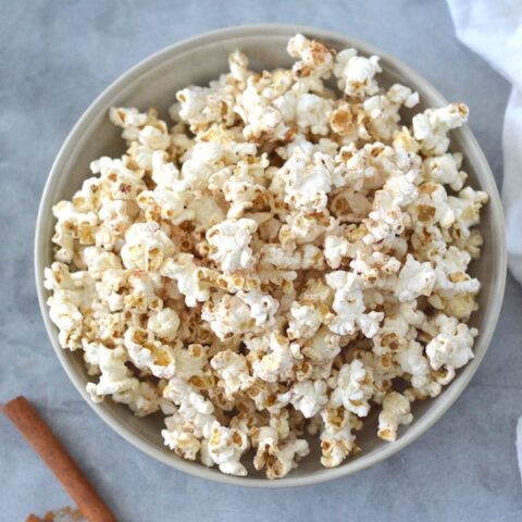 This homemade Cinnamon Maple Popcorn comes together in a few short minutes, but will disappear even faster!