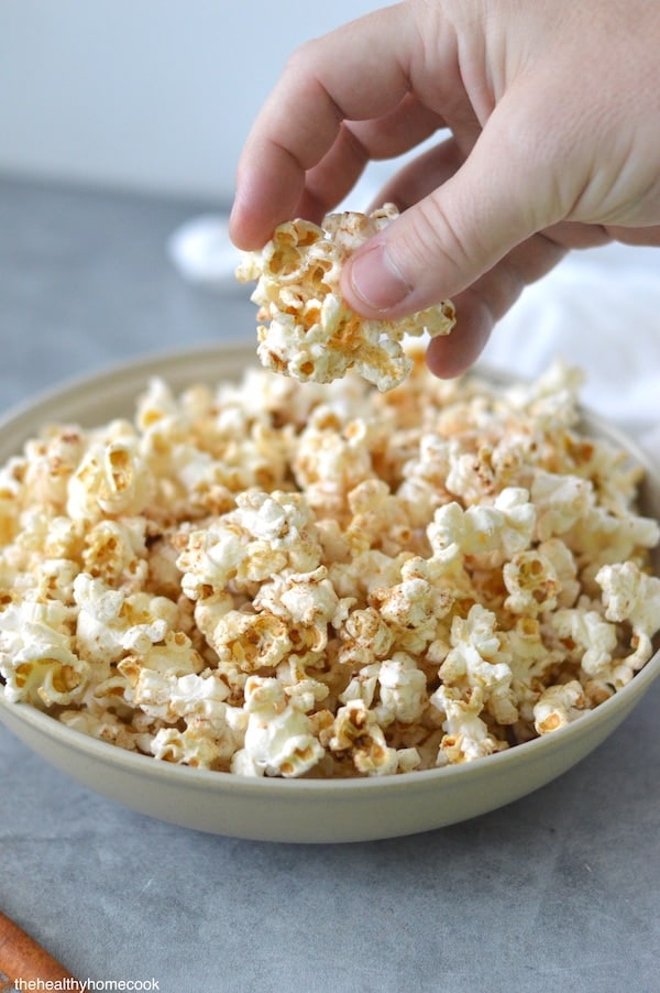 This homemade Cinnamon Maple Popcorn comes together in a few short minutes, but will disappear even faster!