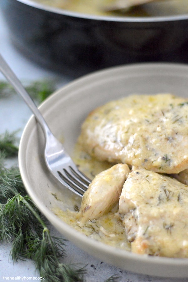 This Creamy Dijon Dill Chicken is an easy skillet meal that's crowd-pleasing and perfect for any weeknight.
