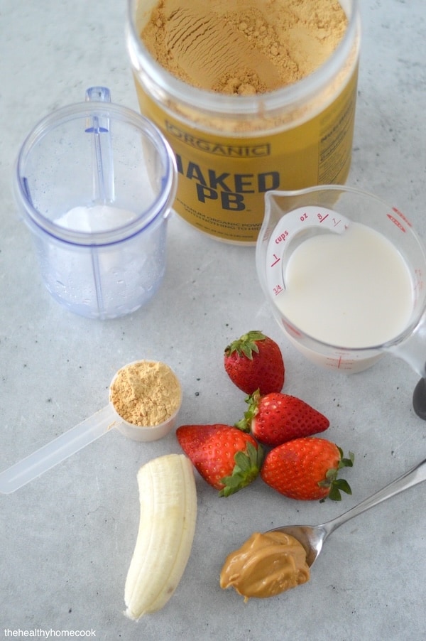 Made with just a few healthy ingredients, this creamy Strawberry Peanut Butter Smoothie is an easy breakfast or snack kids will love.