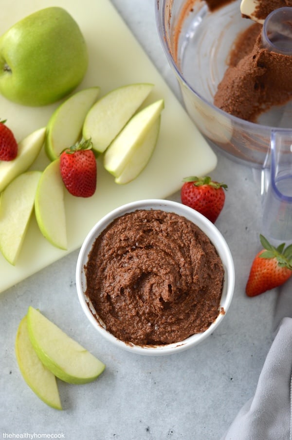 This recipe for Chocolate Hummus is perfect for dipping with your favorite fruit or crackers. Creamy, decadent, and addictive!