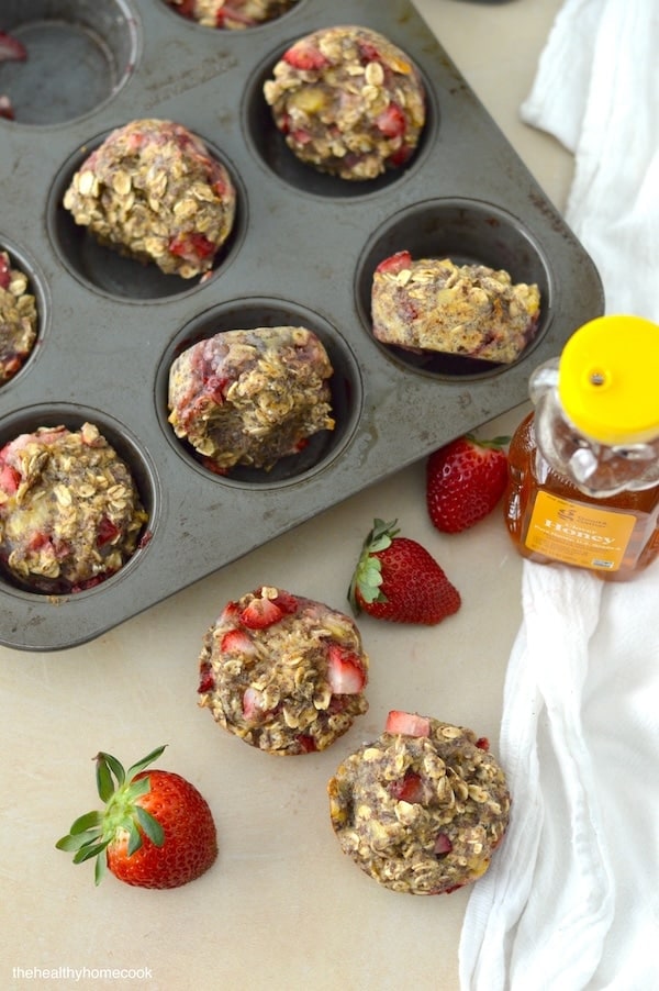 These Strawberry Banana Oat Muffins are exploding with fruit in every bite and a perfectly, healthy way to start your day.