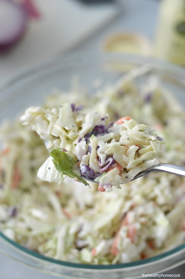 This Easy Homemade Coleslaw is great for summer parties and potlucks. It’s crunchy, creamy, tangy and so delicious without being too heavy.
