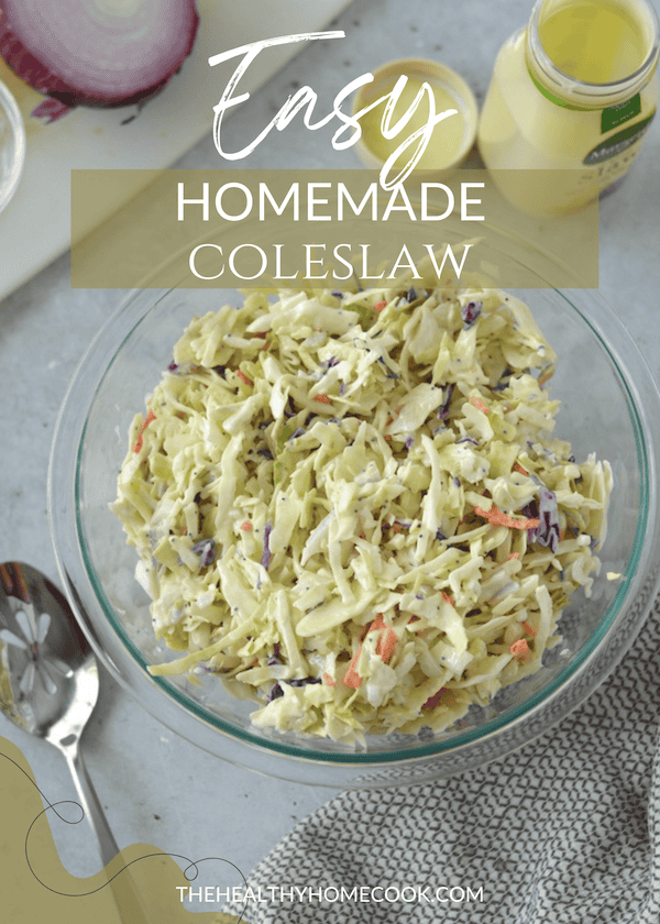 This Easy Homemade Coleslaw is great for summer parties and potlucks. It’s crunchy, creamy, tangy and so delicious without being too heavy.