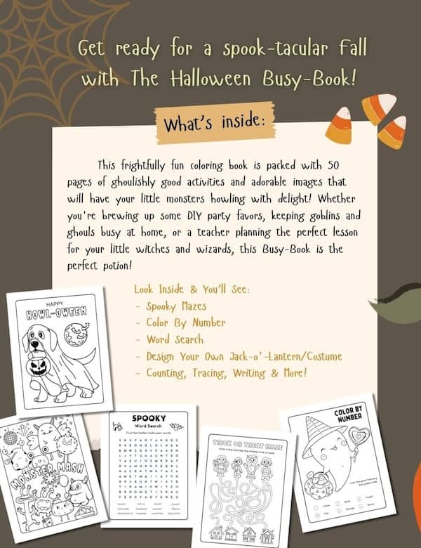 There is something frightfully fun about the anticipation of Halloween. Now you can create more excitement with this Halloween Busy-Book!