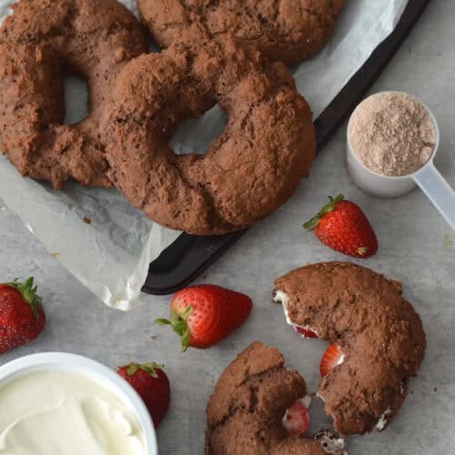 Indulge in the warm, chewy goodness of homemade chocolate bagels with a dose of extra protein to elevate your breakfast.