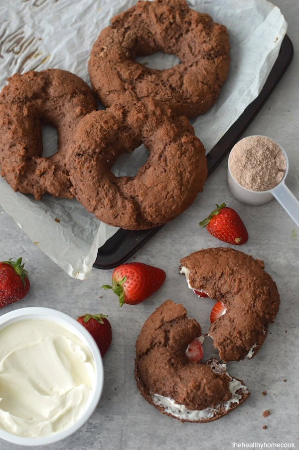 Indulge in the warm, chewy goodness of homemade chocolate bagels with a dose of extra protein to elevate your breakfast.