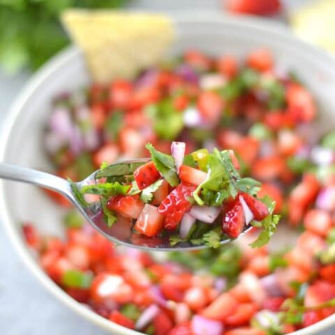 This Spicy Strawberry Salsa is sweet, spicy, and perfect for dipping or adding flavor to grilled meats or seafood.