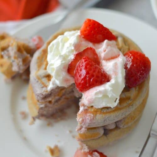 These Fluffy Strawberry Waffles are vibrant and delicious, turning your comforting breakfast classic into something truly special.