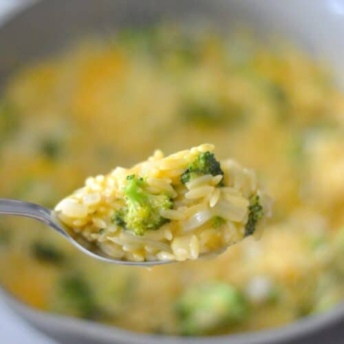 This Broccoli Cheddar Orzo is the creamiest, cheesiest orzo you can imagine, filled with tender broccoli, that cooks up in under 30 minutes.