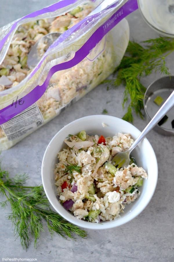 Prepare these flavorful Greek Rotisserie Chicken Bowls with fresh veggies, fluffy rice and a creamy tzatziki in just minutes!