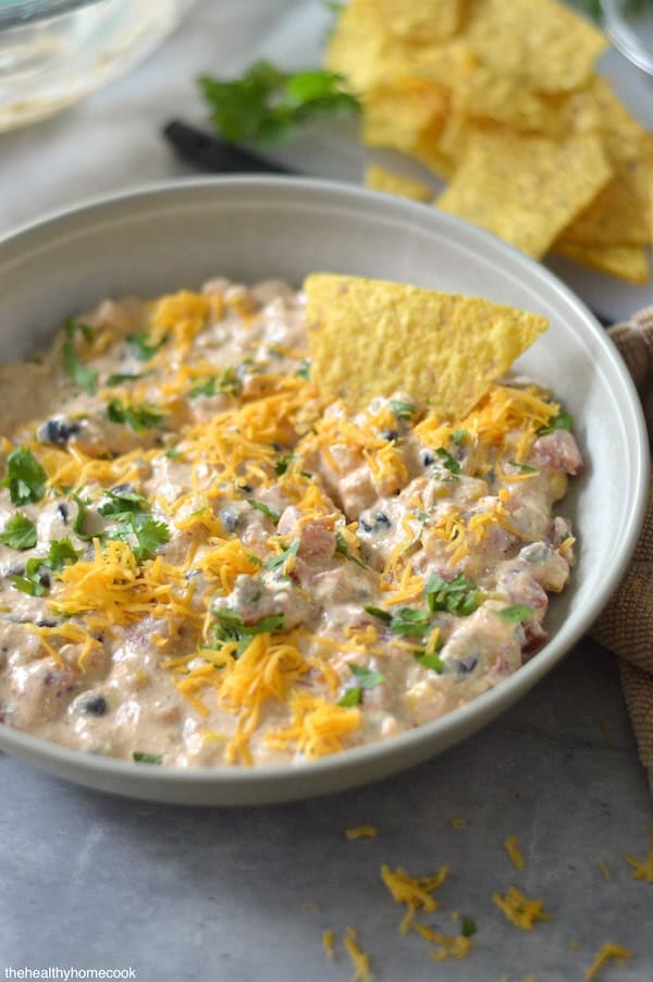 Turn any party into a fiesta with this Southwest Cottage Cheese Queso. It's a protein-packed dip with a kick!