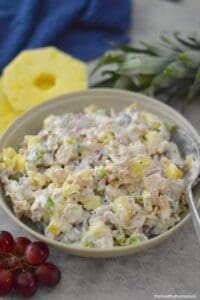 Additional final image of Pineapple Chicken Salad in serving bowl. Lower shot.