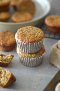 These irresistible healthy banana muffins are ideal for a quick breakfast, healthy snack, or meal prep win.