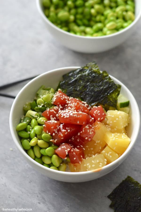 Final image of Pineapple Poke Bowl.